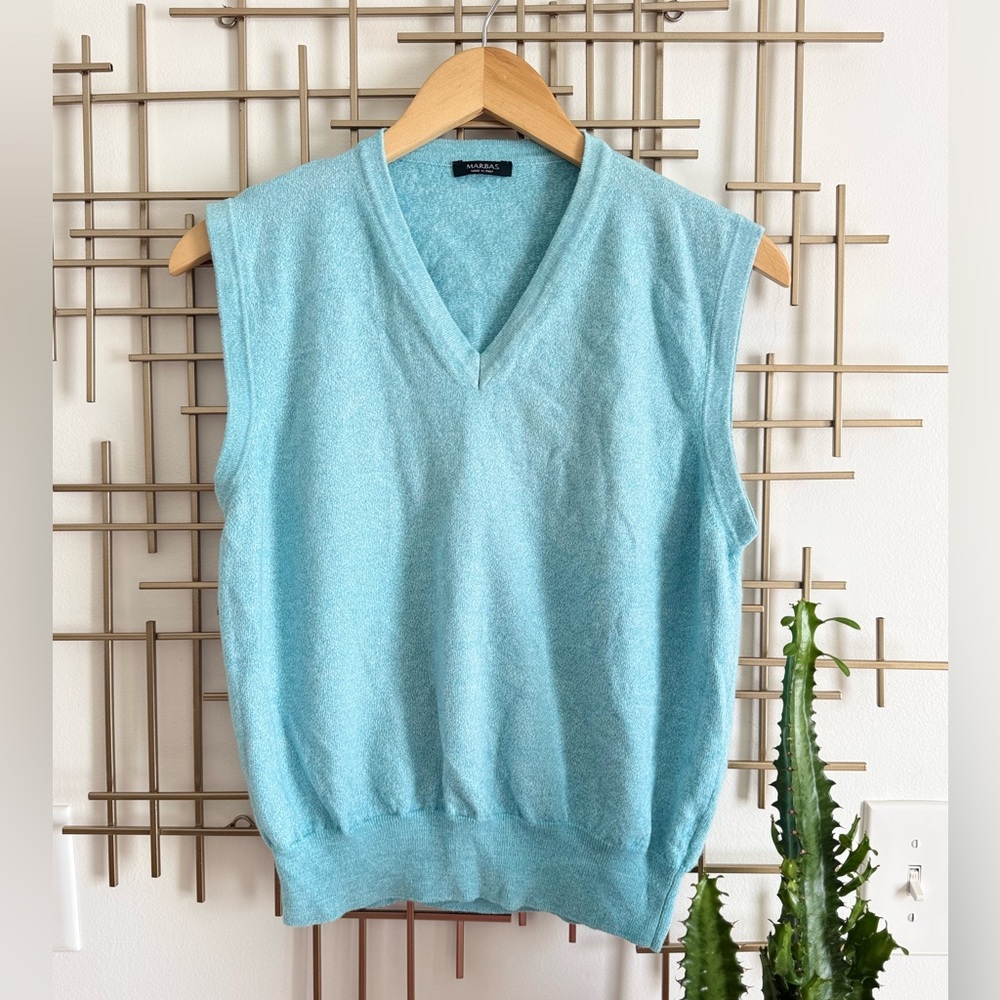 Marbas Made in Italy Men's Light Blue Sleeveless Sweater